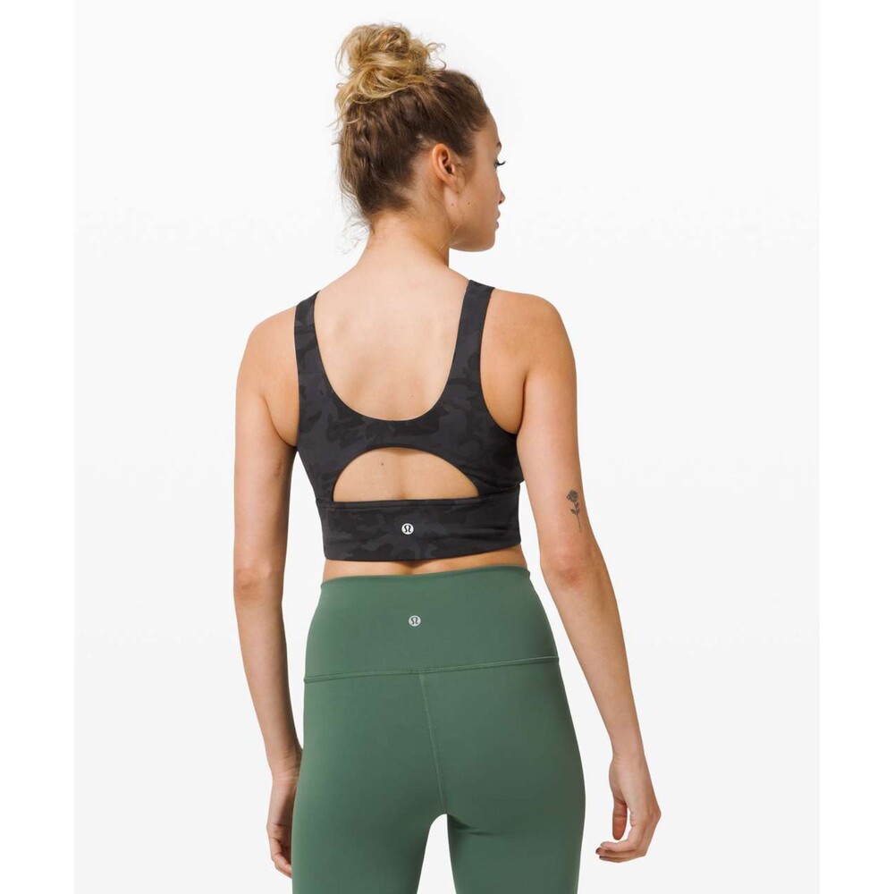 Lululemon Stronger As One Long Line Bra Incognito Camo Multi Grey Size 6